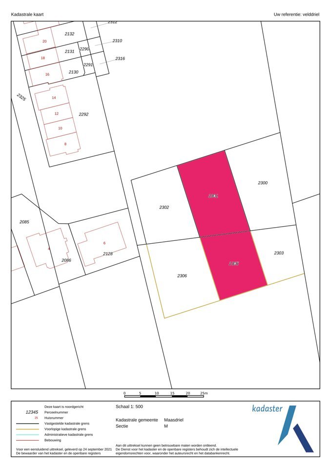 Kadastrale kaart - Maasdriel M 2301 en 2305 gearceerd.jpg